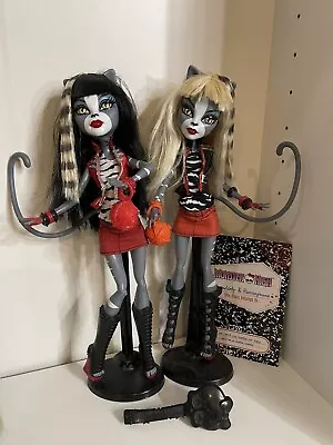 Monster High Werecat Twins Meowlody And Purrsephone Cat Dolls Complete! • $215