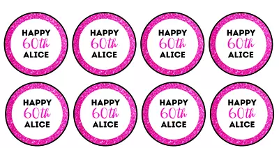 20 X Edible Personalised BIRTHDAY Cupcake Toppers 40th/50th/60th/70th/80th UNCUT • £3.40