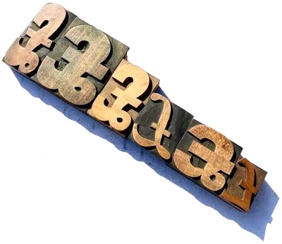£15 • Buy Letterpress Wood 6 £ Pound Signs 3 5/16  To 1 5/8   **Wonderful RARE Selection**