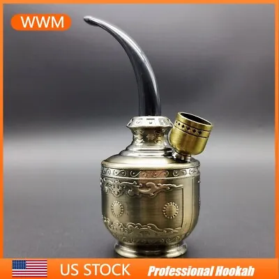 Mini Portable Water Pipe Smoking Pipes 5.3  Hookah Shisha Golden Bubbler USA • $8.99