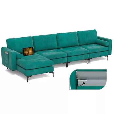 Modular L-shaped Sectional Sofa W/ Reversible Chaise & 2 USB Ports Teal • $599.99