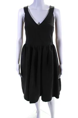 Preen By Thornton Bregazzi Womens Black V-Neck Zip Fit & Flare Dress Size L • $74.41