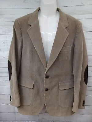 Corduroy Blazer Men Long Di Silver New York Roma Tan Jacket Button 42L • $19.90