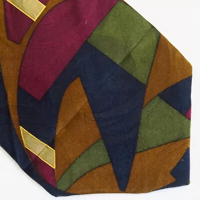 VTG Hunting Horn J Riggins Red Green Blue Brown Abstract Geometric Mens Tie 56x4 • $16.71