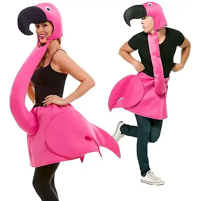 Adult's Pink Flamingo Funny Animal Summer Fancy Dress Costume Men's Women's • £22.31