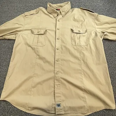 Massif Military Mens XXL Long Sleeve Vented Button Up Shirt Tan Pockets Light • $32.95