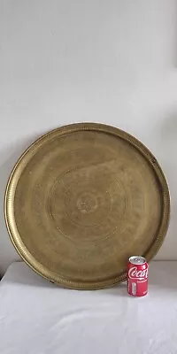 Vintage Brass Tray Middle Eastern Cairo Ware Egyptian Pattern 57.5cm Diameter  • $24.89