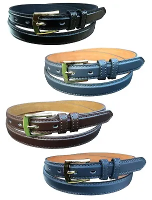 Men's Thin Leather Belt : Black : Brown : Blue : Grey : 1  Wide Waist 32  - 48  • £9.99