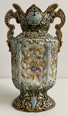 Antique Majolica Vase English Victorian Twin Handled Decorative Vase 989 • £79