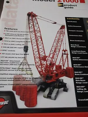 Manitowoc 21000 Crane Product Guide 2001 • $25