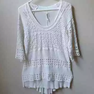 NEW Monoreno Crochet Tunic Top Dress White Medium • $29.99