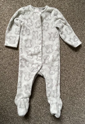 £0.99 • Buy F&F Grey Owl Fleece Baby Sleepsuit With Feet Size 3-6m Unisex