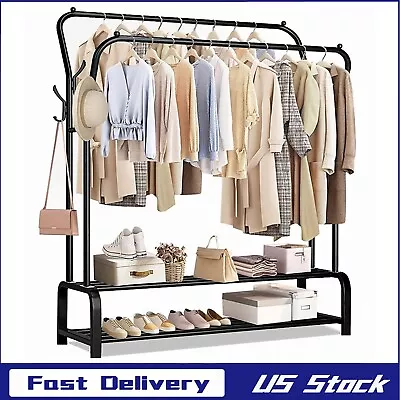 Heavy Duty Clothing Garment Rack Clothes Organizer Double Rails Hanging Stand US • $37.50