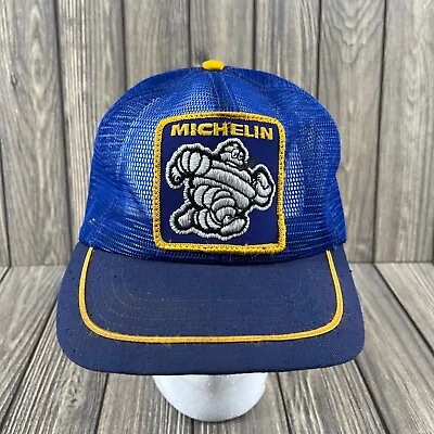 Vintage Michelin Man Swingster Mens Trucker Hat Blue Mesh Snapback Patch Cap • $29.99