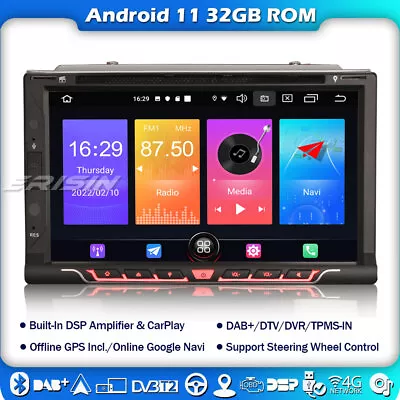 Android 11 Double Din Car Stereo Sat Nav GPS DAB+Bluetooth 4G DVB WiFi Carplay • £138.01