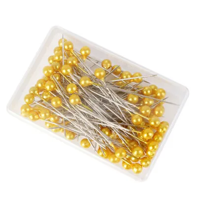 New 100 Pearl Head Pins Gold Colour Option For Dressmaking Craft Sewing&Florists • £1.99