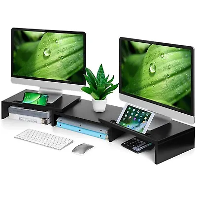 Computer Desktop Monitor Stand 3 Shelf Adjustable Laptop Tablet Desk Riser • £29.99