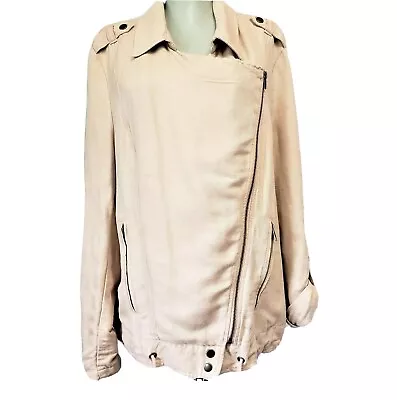 S.Oliver Biker Jacket Slender Zipp Blush Pink Womens Size 44 Retro • $19