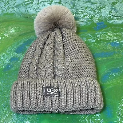 Ugg Australia Women's Brown Winter Hat Beanie With Pom Lined Warm Skiing Sled • $9.99