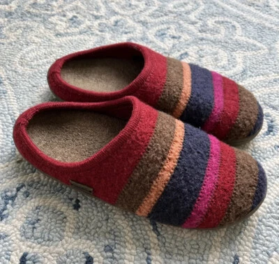£48.07 • Buy Haflinger Red Wool Stripe Clog Slippers Sz 39