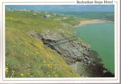 Bedruthen Steps Hotel At High Tide Mawgan Porth Cornwall Postcard With Stamp • £3.49