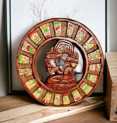 Mayan Aztec Calendar Wood Wall Panel Art Decor Calendario De Madera Maya Azteca • $50