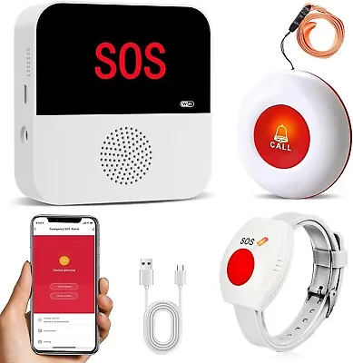 Elderly Care HOME SAFETY ALERT Panic Alarm Patient Call BUTTON WIFI PHONE LINK • £55