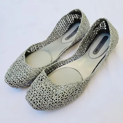 Melissa + Campana Women's Silver Glitter Papel VII Ballet Flats - Size 8 • $26.99