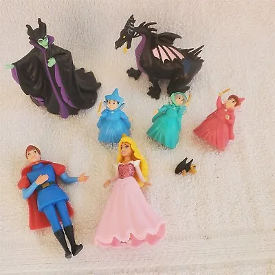 7 Disney Little Kingdom Figures Aurora Maleficent Dragon Philip 3 Fairies Raven • $25.23