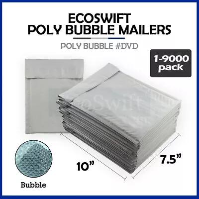 1-9000 #0 DVD 7.5x10  EcoSwift  Poly Bubble Mailer Padded Envelope Bags 7.5 X 10 • $12.49