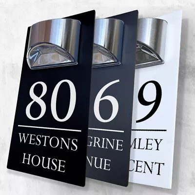 House Number Plaques Personalised House Signs Extra Bright LED Solar Light Door • £14.99