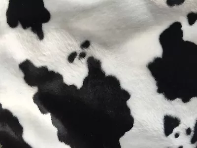 Velboa Faux Fur White & Black Cow Animal Print Fabric Sewing Poly By The Yard • $11.99