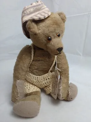 Antique 13  Teddy Bear Early Mohair Glass Eyes Pads Recovered New Jersey Cap • $225