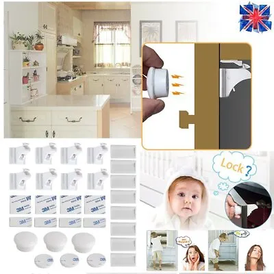 Invisible Magnetic Baby Child Kids Pet Proof Cupboard Door Drawer Safety Lock • £7.98