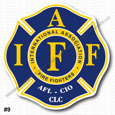 IAFF Firefighter HELMET Decal 2  Sticker Cobalt Blue Yellow Wht Laminated 0396 • $3.49