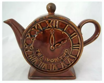 Vintage Price & Kensington (P&K) Tea For Two Clock Teapot Brown Glaze  • £15