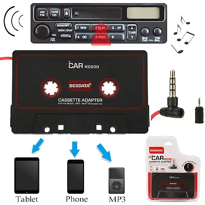 Car Tape To AUX Audio Adapter 3.5mm Cassette Stereo For Universal Converter &Mic • £4.99