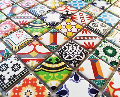 New Moroccan Victorian Style Ceramic Square Mosaic Wall Tiles Turkish Geometric • £9.98