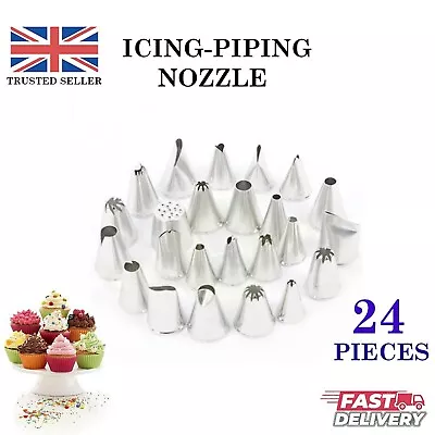 24 Pcs Icing Piping Style Nozzle Tool Set Cake Cupcake Sugarcraft Decorating Kit • £2.60