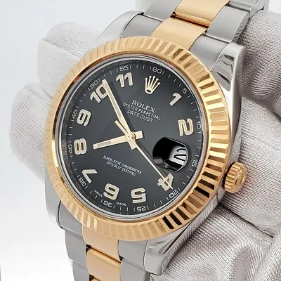 Rolex Datejust II 41mm 116333 Black Arabic Dial 2-tone Watch Box Papers • $12450