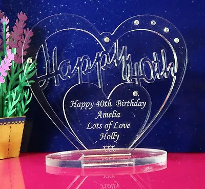 Personalised 40th Birthday  Heart Gift With Message -  Free Standing Keepsake • £5.95