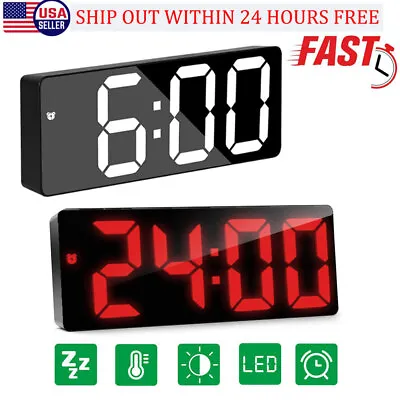 Digital LED Desk Alarm Clock Large Mirror Display USB Snooze Temperature Mode US • $9.55