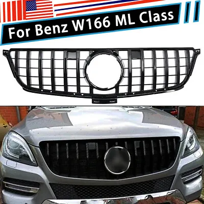For 2012-2015 Mercedes Benz W166 ML350 ML550 GT R Style Front Grille Gloss Black • $109.03