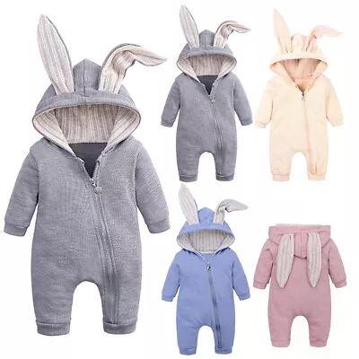 Cute Rabbit Bunny Ear Romper Jumpsuits Bodysuits For Baby Kids Newborn Toddler • £8.99