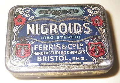 Rare Antique Vintage NIGROIDS Tin FERRIS & CO Ltd 2  Throat Lozenges • $19.99