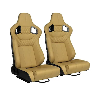 2PCS Racing Seats Universal Seat PVC Leather Bucket Sport Adjustable W/ Sliders • $387.99
