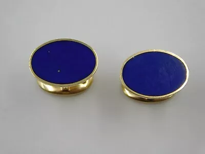 Classic Solid 14K Yellow Gold Oval Lapis Lazuli Cuff Links • $499.99