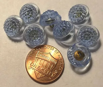 8 Small Berry Design Translucent Blue Glass Shank Buttons 7/16  11mm 9595 • $7.99