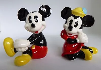 Disney Mickey & Minnie Mouse Ceramic Figurine Set Sitiing • $40