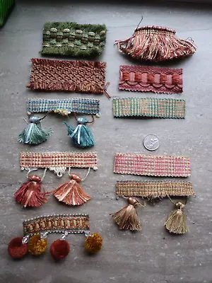 10 Vintage Silk Fringe Trim Tassels Cord Samples Quilts Crafts Journal Snippets • $9.99